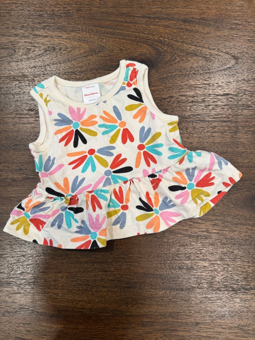 Hanna Andersson Floral Rainbow Aster Peplum Tank Top 2T